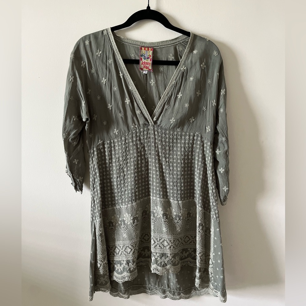 Johnny Was Green Lace Tunic Dress